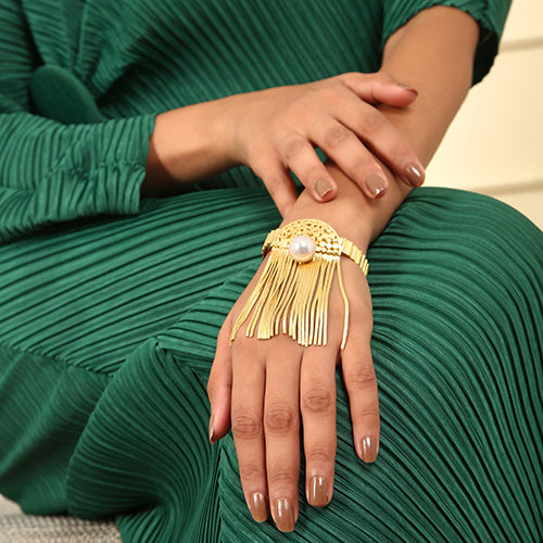 Brass Fall Handcuff With Pearl